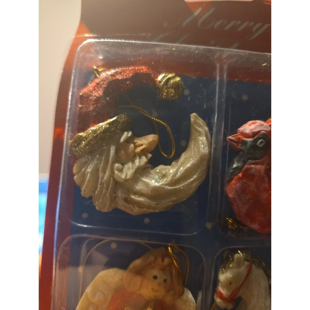 Vintage Christmas Ornaments, Resin, In Packaging, New Old Stock, 8 Quantity